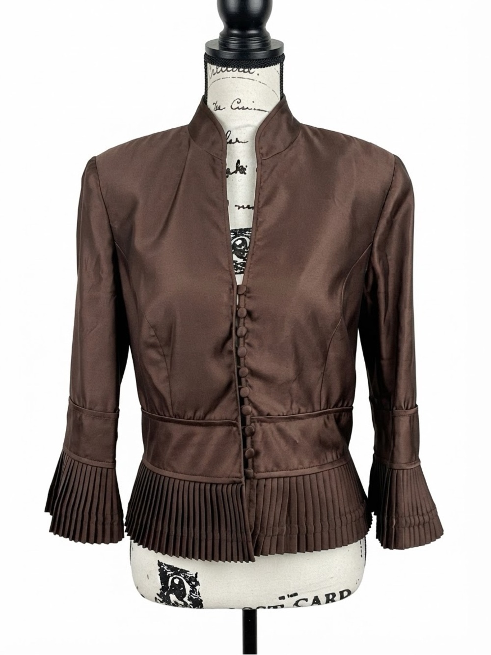 JS Collections Brown Satin Pleated Hem Blazer Fits like a small- Gorgeous